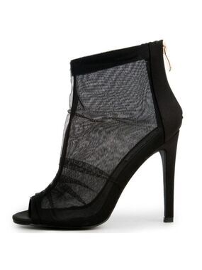 Cape Robbin Alza Black Tulle Heeled Booties